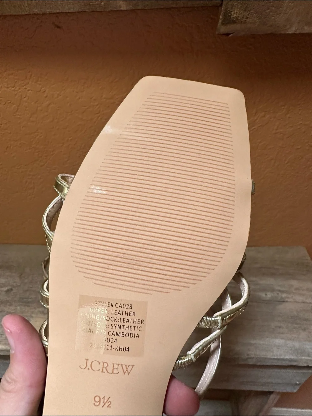 J.Crew New Cappy Strap Gold Sandals 9.5 NWOT - Picture 9 of 12
